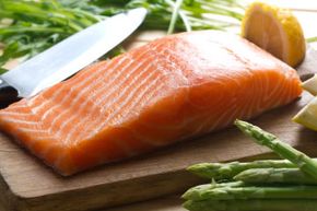 raw salmon prepped for cooking