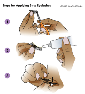 3 steps for applying false lashes