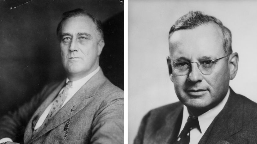 Thanks to a sampling bias, the Literary Digest incorrectly predicted that Alf Landon (right) would defeat Franklin D. Roosevelt (left) in the 1936 presidential election. Keystone View Company/FPG/Archive Photos/Getty Images