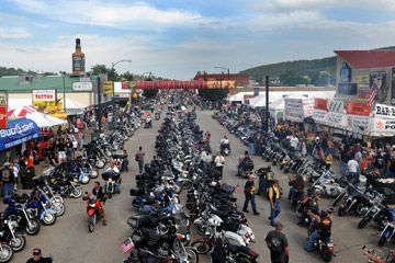 The Main Street of Sturgis, S.D., is packed with people and motorcycles as the 69th annual Sturgis Motorcycle Rally reached its midpoint on Aug. 6, 2009.