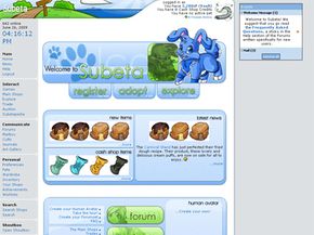 Subeta is a social networking site on which you can adopt virtual pets. See more pictures of popular web sites.