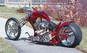 The Suicide Softail chopper hasdistinctive, sculpted bodywork.See more motorcycle pictures.