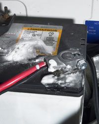 Corroded battery terminals prevent your car from running at its best. A paste of baking soda and water can clean it off.