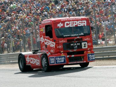 Huge crowds gather to watch super trucks compete at European race circuits.