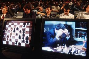 The match between Kasparov and IBM’s Deep Blue in 1997 was telecast to auditoriums for chess and computer fans to watch.