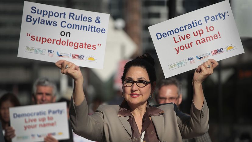 demonstrators against superdelegates