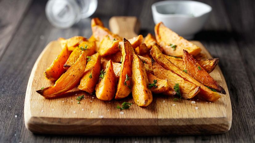 Roasted sweet potatoes wedges 