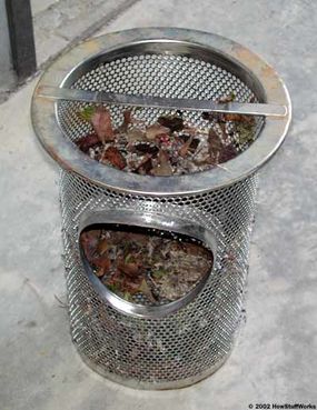 The strainer basket, removed for cleaning