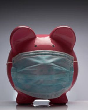 piggy bank with surgical mask