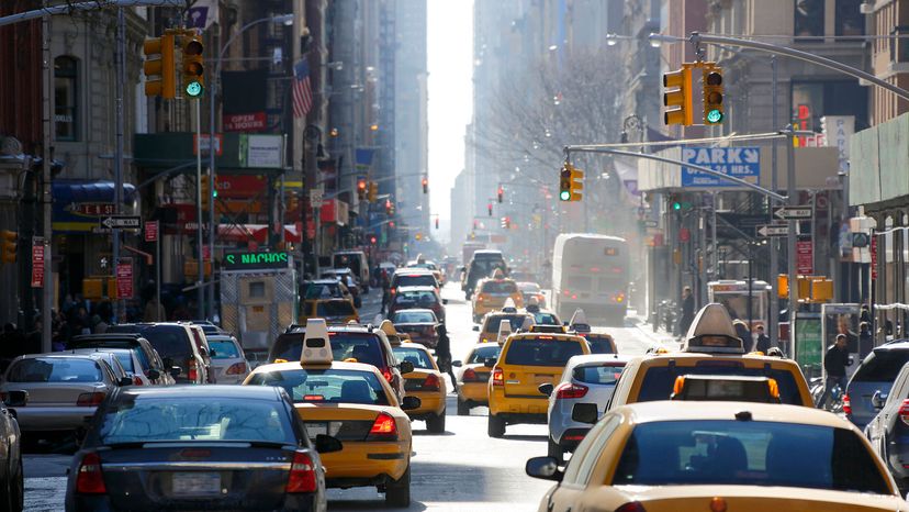 traffic lights on New York street Broadway