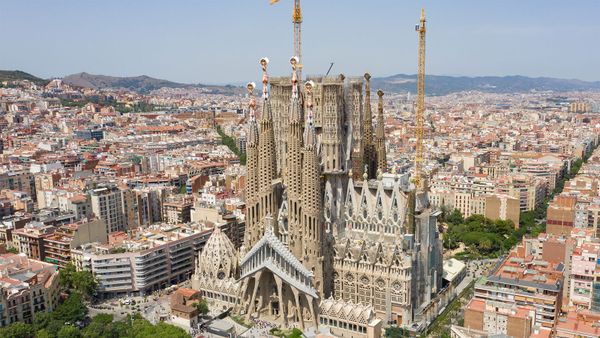 Urban skyline of famous city's architecture.