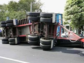 A tractor trailer crash 