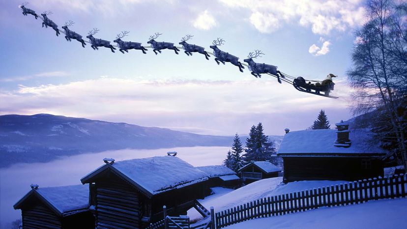 santa sleigh flying real