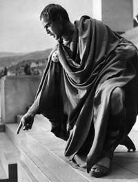 Marlon Brando as Mark Antony speaks to the Roman crowds during the funeral scene in &quot;Julius Caesar&quot; (1953).