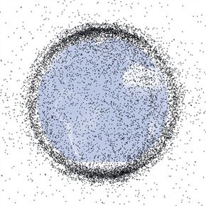 This NASA illustration represents all man-made objects, both functioning objects and debris, being tracked when the image was created in 2009. The image was made from models used to track debris in Earth orbit.