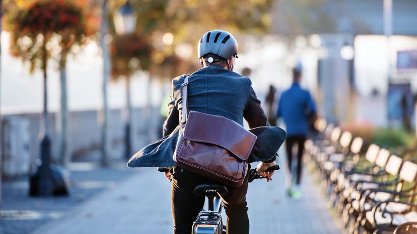 man biking to work