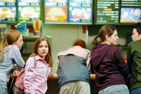 family at fast-food counter