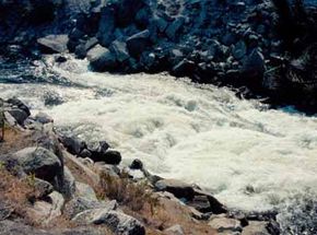 The natural beauty of rushing water visible from Payette River Scenic Byway.