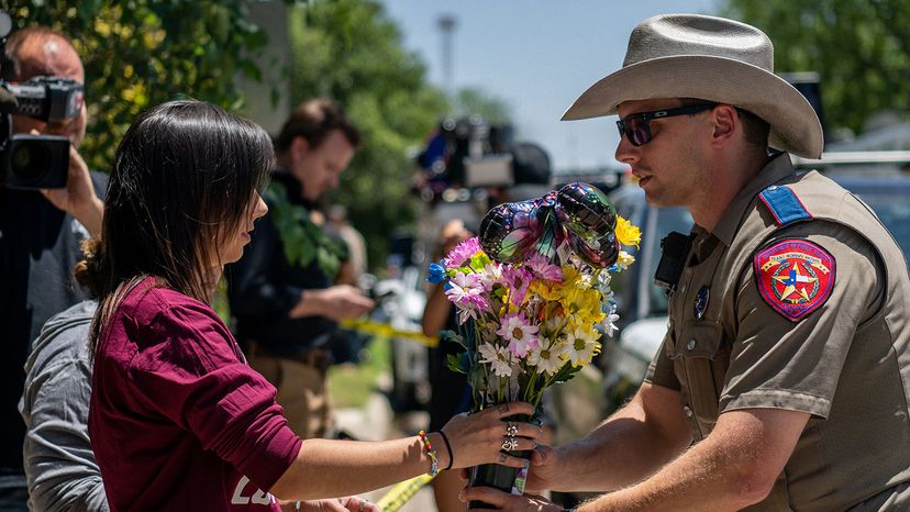 Amanda Welch brings flowers