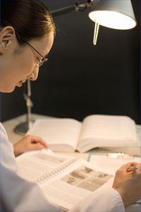 Scientist reading