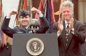 Scott O'Grady and Bill Clinton