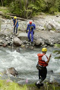 A search and rescue team on duty in the Rocky Mountains.