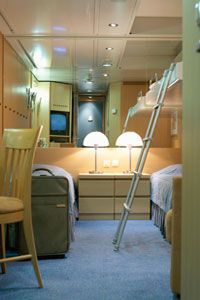 The windowless interior cabin of a cruise ship can lead to seasickness.