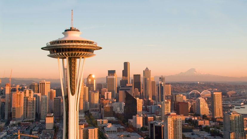 Seattle skyline at sunset