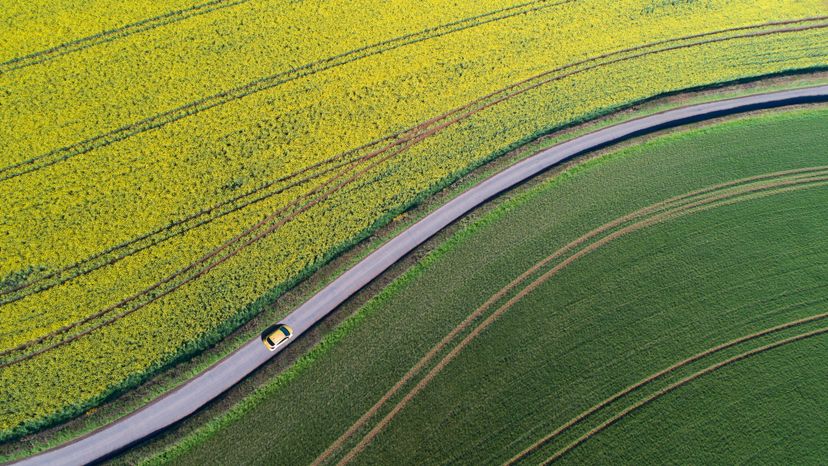 can on open winding road