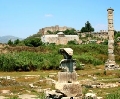 Ancient greek temple of goddess Artemis in Ephesus