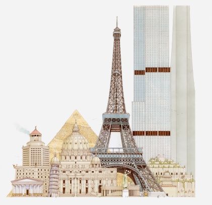 Illustration of landmark buildings