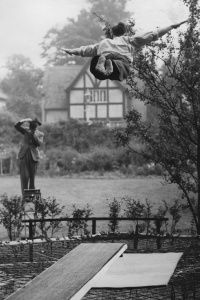 Roy Fransen practicing his diving technique in 1937