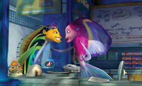 Oscar (Will Smith, left) and Angie (Renee Zellweger).  See more Shark Tale pictures.