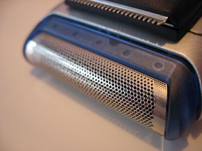 Closeup of the foil of an electric razor.