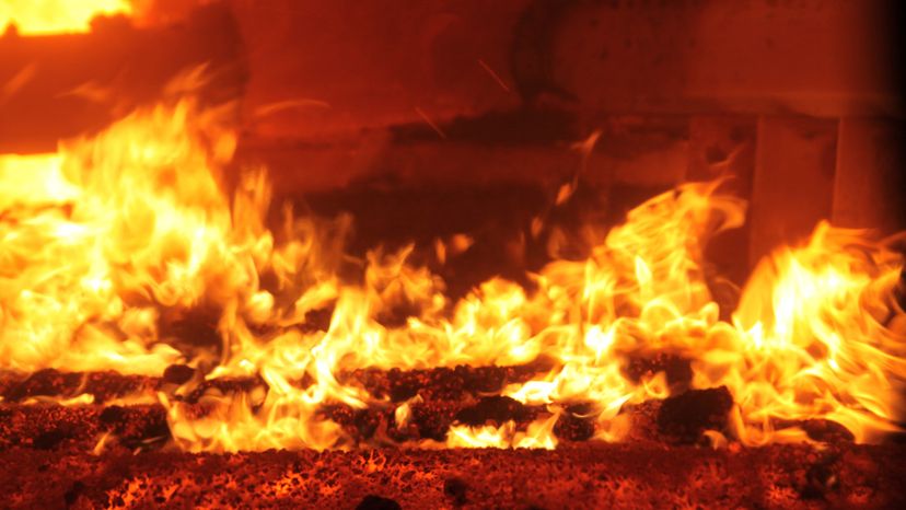 A close-up of yellow, red and orange flames.