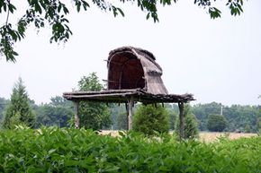 An elevated open shelter like this keeps you dry and shaded.