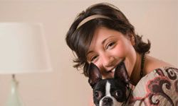 woman wearing headband with dog