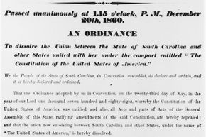 The Charleston newspaper announced South Carolina's split from the Union. The Second Palmetto Republic lasted two months before it joined up with the Confederacy.