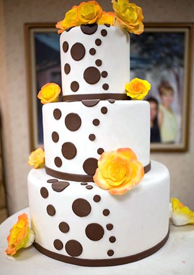 brown and white Cake Boss wedding cake
