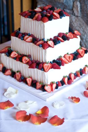 wedding cake with blueberries and strawberries