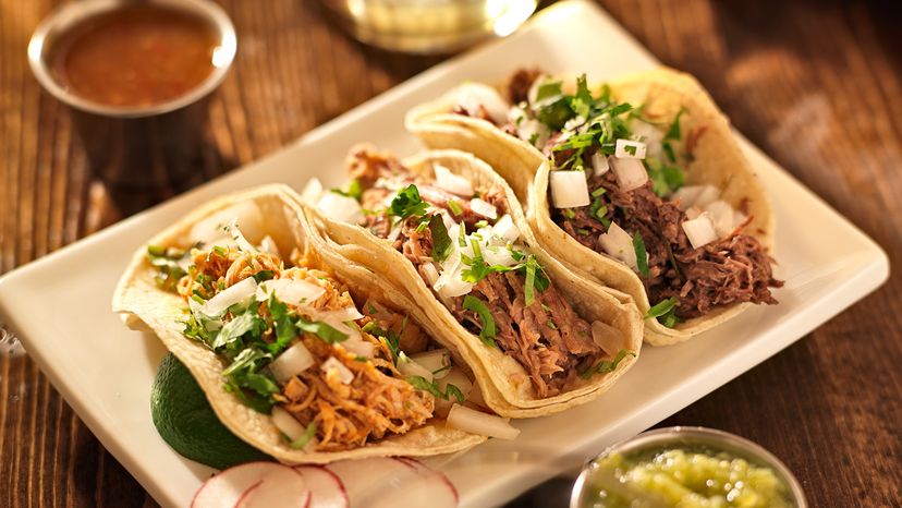 Tacos topped with cilantro