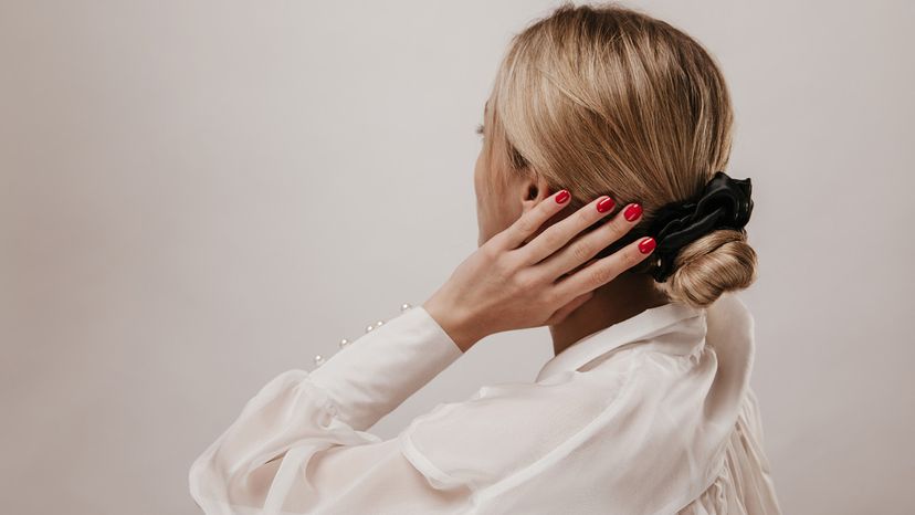 Woman with a scrunchie