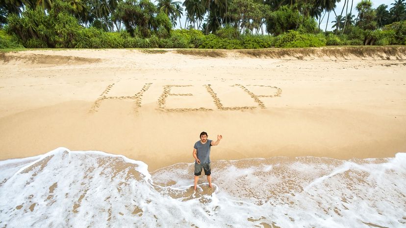 Man stuck on uninhabited island