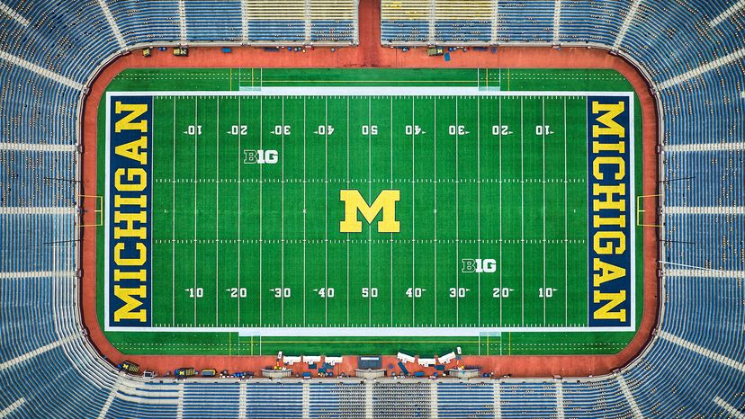 Top down aerial view of Michigan Stadium