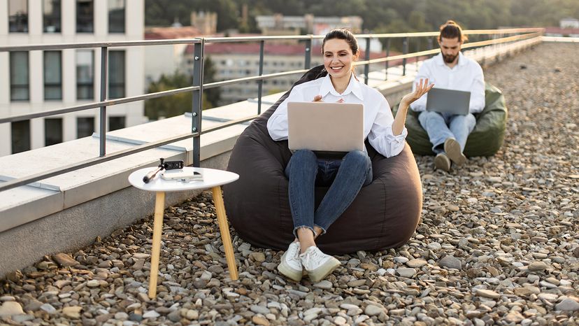 Two professionals working remotely