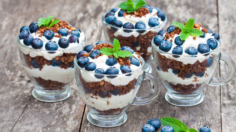 Desert with fresh blueberries