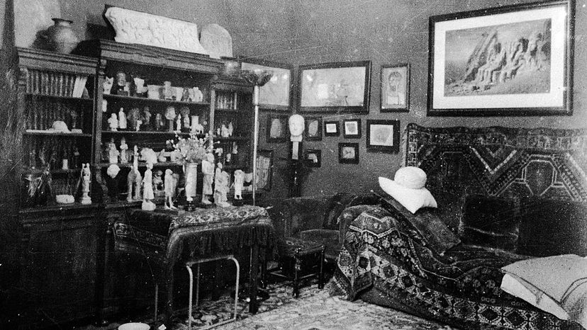 This interior view of the study used by Sigmund Freud shows the famous couch. Authenticated News/Getty Images