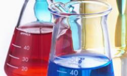 colored water in beakers