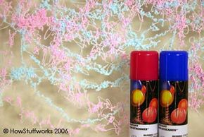 Silly String is sticky enough to adhere to vertical surfaces.