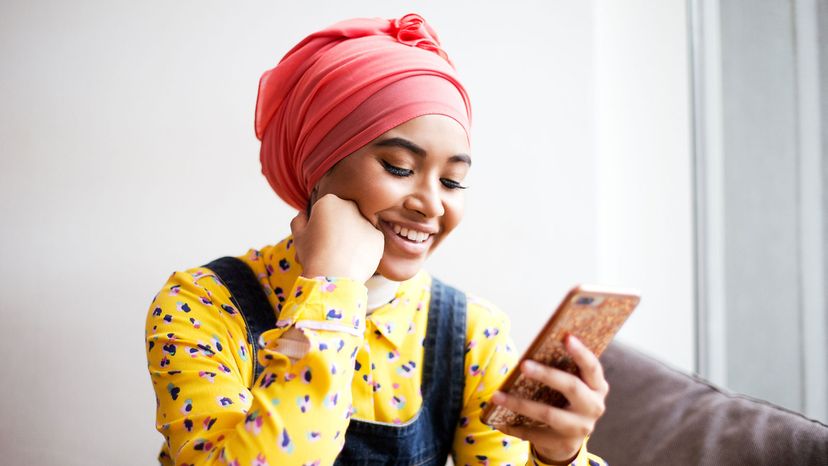 muslim woman on phone
